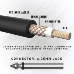 NAOMI Metal 6.35mm Jack To 6.35mm Jack Connector 3M/10FT PVC Cable Digital Audio Cable
