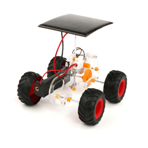 Dark Orange DIY Solar Electric Hybrid Car Manual Electric Mechanical Car Technology Small Production Solar Powered Toy