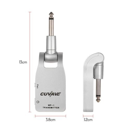 Light Gray CUVAVE WP-1 Wireless Audio Transmitter Receiver System with 280° Rotatable 1/4" Plug for Electric Guitar Bass Musical Instrument