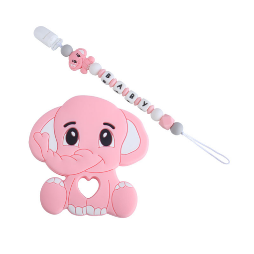 New Plastic Duckbill Clip Elephant Silicone Teether Molar Toy