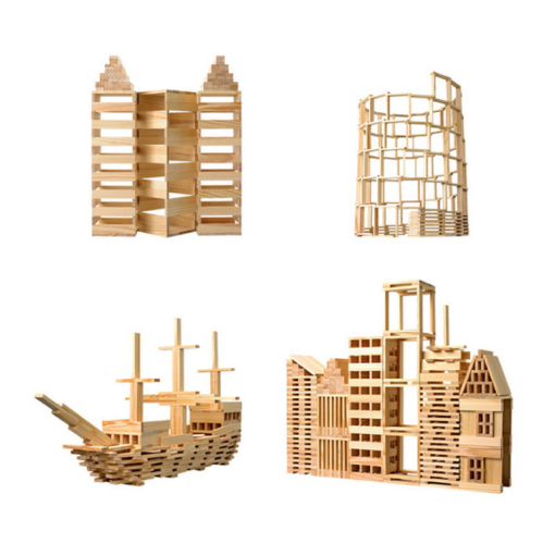 Rectangular Wood-Colored Building Blocks Stacked in Layers - Toys Ace