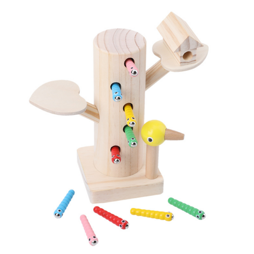 Wooden Magnetic Bird Catching Insect Game Early Childhood Education Toy - Toys Ace