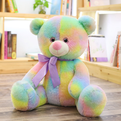 Rainbow Bear Plush Toy Cute Colorful Sitting Teddy Bear