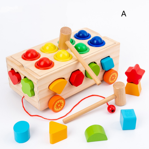 Wooden Shaped Supporting Drag Car Knocks the Ball - Toys Ace