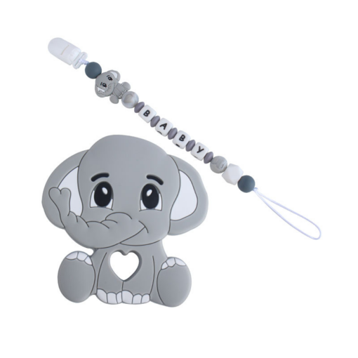 New Plastic Duckbill Clip Elephant Silicone Teether Molar Toy