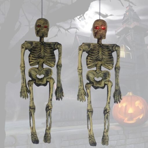 Dark Olive Green Halloween Party Home Decoration Luminous Sound Control Skeleton Honor Scare Scene Props Toys