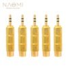 NAOMI 5Pcs/ 1Set Golden Metal 6.5mm Male To 3.5mm Female Audio Adapter Stereo AUX Converter Amplifier
