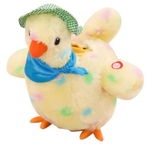 Plush toy laying hen will lay eggs hen funny amused electric plush toy doll gift (Yellow 25cm) - Toys Ace