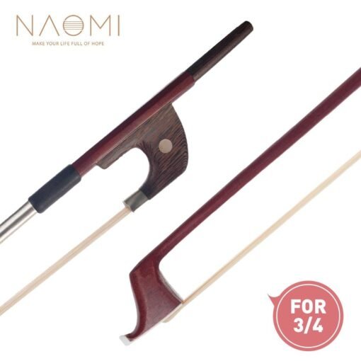 Dim Gray NAOMI 3/4 Size German Style Double Bass Bow Brazilwood Bow Students Bow Beginner Use W/ Wenge Frog