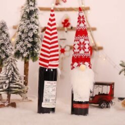 Christmas ornaments faceless elderly knitted wool wine bottle cover holiday table decoration - Toys Ace