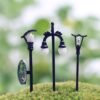 Black HO OO Scale 5Pcs Mini Street Light Lamp Resin Craft Antique Imitation Fairy Garden Home Miniature DIY Micro Landscape
