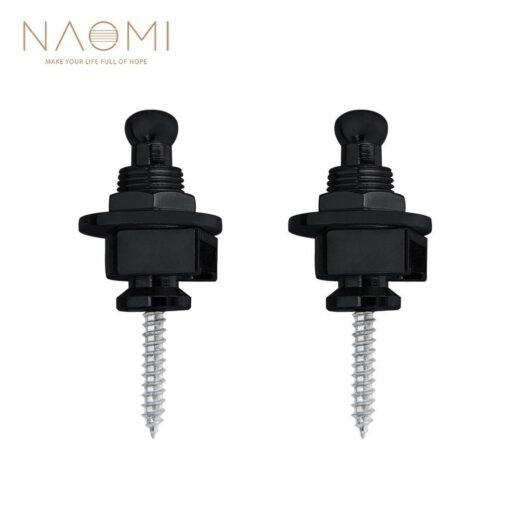 Black NAOMI 2Pcs / Set Guitar Strap Lock Strap lock Straplock Button For Acoustic / Electric Guitar Bass Guitar Parts Accessories