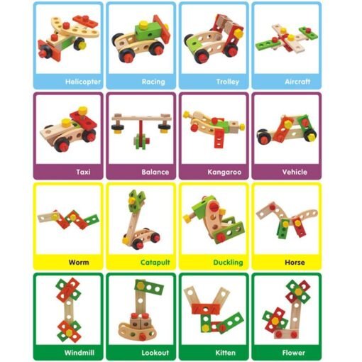 Wooden Simulation DIY Multi-shaped Nut Combo Set Boy Repair Kit Early Childhood Education Puzzle Toy