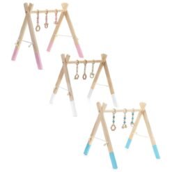 Tan Baby Gym with Rattles Play Toys Activity Frame Kids Room Decorations