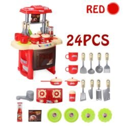 Orange Red Kid Children Kitchen Pretend Play Cooking Set Toys Toddlers Home Dinner Cookware