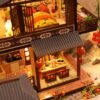 Wooden DIY Courtyard Doll House Miniature Kit Handmade Assemble Toy with LED Light Dust-proof Cover for Gift Collection - Toys Ace