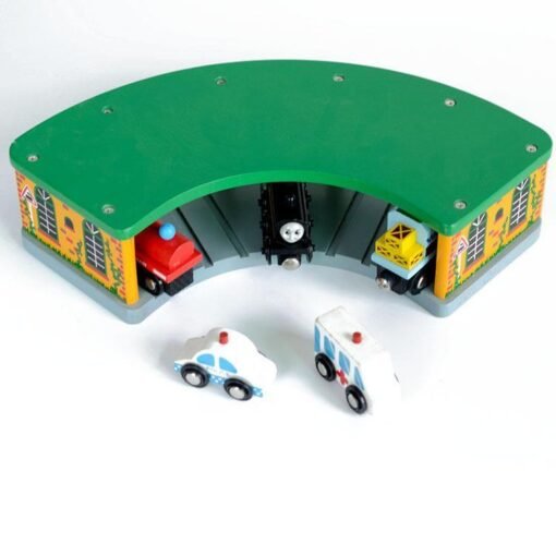 Wooden parking garage train track toy (Green) - Toys Ace