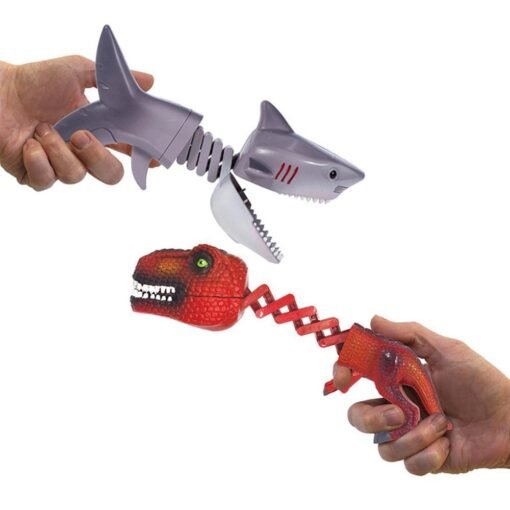 Firebrick Dinosaur Shark Pecker Telescopic Spring Manipulator Clip Creative Decompression Tricky Toy