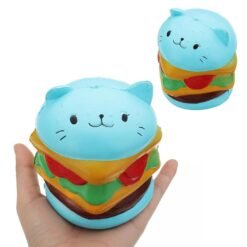 Sky Blue Burger Cat Squishy 10.5*9.5 CM Slow Rising Collection Gift Soft Fun Animal Toy