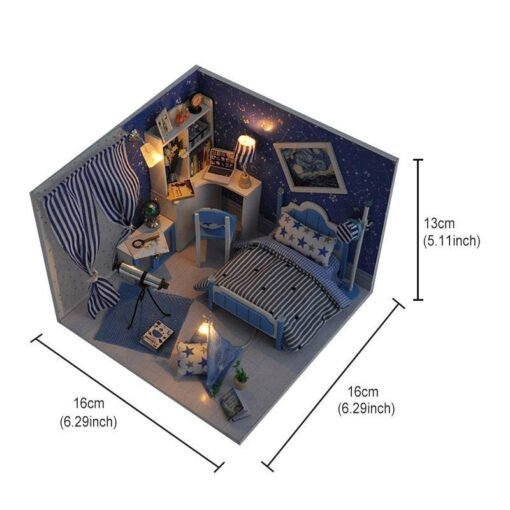Wooden DIY Handmade Assembly Doll House with LED Lighs Dust Cover for Kids Gift Collection Home Display - Toys Ace