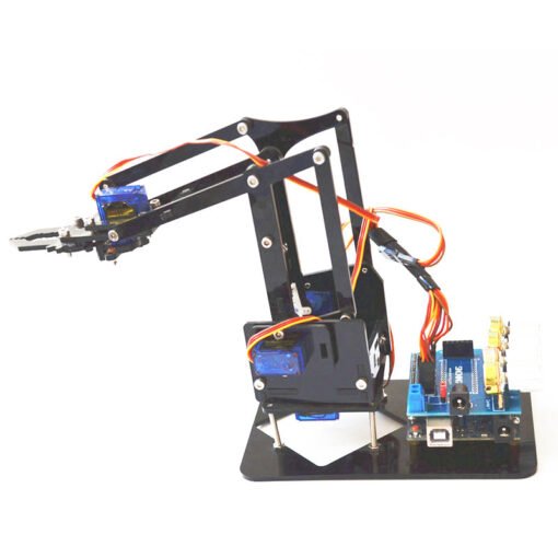 Dim Gray DIY 4DOF Robot Arm 4 Axis Acrylic Rotating Mechanical Robot Arm With  UNO R3 4PCS SG90 Servo