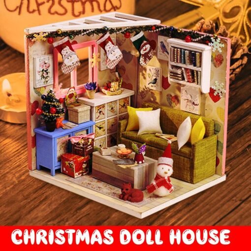 Iiecreate DIY Doll House House Handmade Assembled Educational Toy Art House Christmas Gift Creative Birthday Gift With Dust Cover And Furniture - Toys Ace