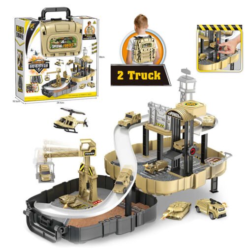 Rosy Brown Construction Toys Sets Children's Construction Engineering Set Collection Model Vehicles Metal Tractor Toys Including Tire Shape Track Station Boy Toy Gift