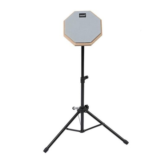 Gray 8 Inch Rubber Wooden Dumb Drum Pad with Stand Bag for Percussion Instruments