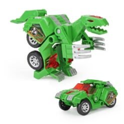 Lime Green Electric Transformed Dinosaur Chariot Car Diecast Model Toy with LED Lights for Kids Gift