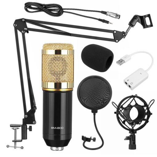 Tan BM800 Pro Condenser Microphone Kit Studio Suspension Boom Scissor Arm Stand with Fliter