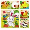 Olive Drab Children Cartoon Puzzle Blocks Colorful Educational Wooden Kids Toys