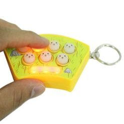 Light Goldenrod Mini Whack-A-Mouse Mole Attack Game Key Chain Amusement Game