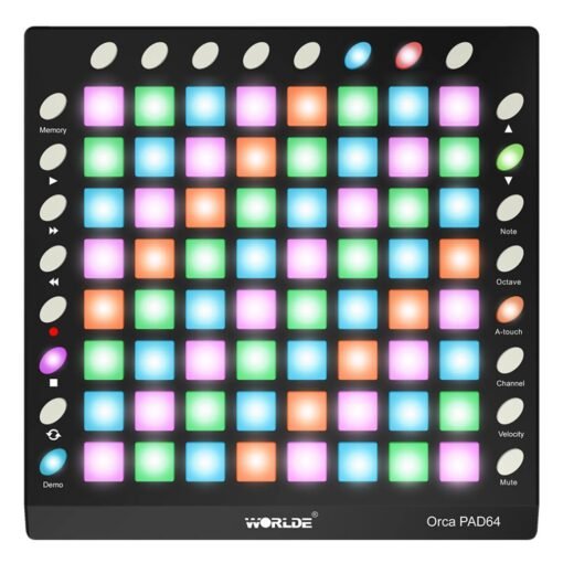 WORLDE ORCA PAD64 Portable MIDI Controller 64 Drum Pads with USB Cable