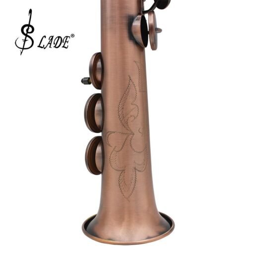 SLADE Red Bronze Straight Bb Soprano Saxophone Sax Woodwind Instrument Abalone Shell Key Carve Pattern with Case Gloves Cleaning Cloth Straps Brush