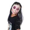 Snow LED Scary Momo Mask Game Horror Mask Cosplay Full Head Momo Mask Big Eye With Long Wigs Halloween Party Props