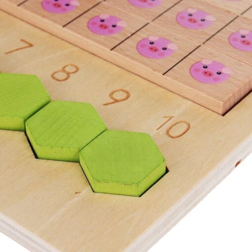 Yellow Green Kids Wooden Counting Montessori Toys Numbers Match Education Teaching Math Toys