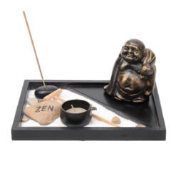 Dark Slate Gray Buddist Statue Zen Garden Sand Kit Tealight Holder Spiritural Meditation Decorations