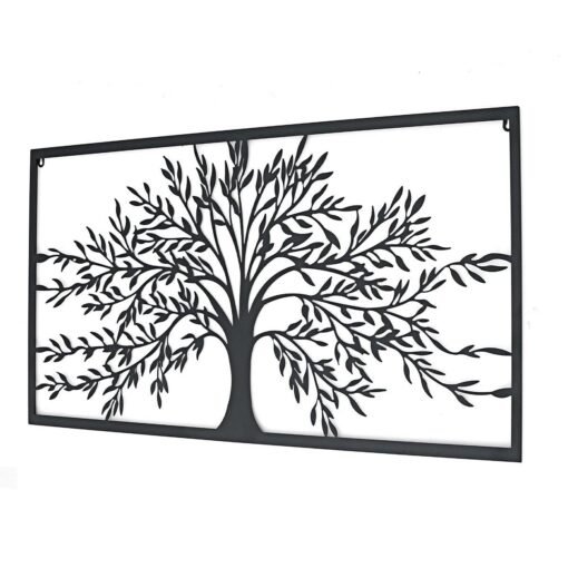 White Smoke 95*55CM Tree of Life Rectangle Metal Wall Decoration Home Living Room Art Modern