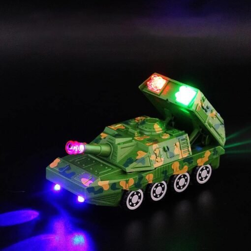 Forest Green Electric Acousto-optic Universal Wheel Transform Armed Vehicle Model with LED Lights Music Diecast Toy for Kids Gift