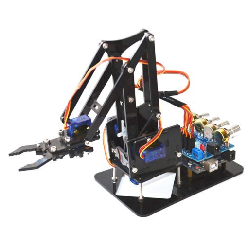 Dark Slate Gray DIY 4DOF Robot Arm 4 Axis Acrylic Rotating Mechanical Robot Arm With  UNO R3 4PCS SG90 Servo