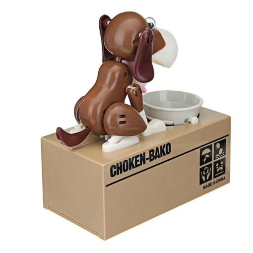 Rosy Brown Creative Cute Robotic Dog Model Piggy Coin Bank Money Save Pot Box