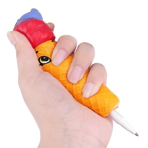 Squishy Pen Cap Smile Face Ice Cream Cone Slow Rising Jumbo With Pen Stress Relief Toys Student Office Gift - Toys Ace