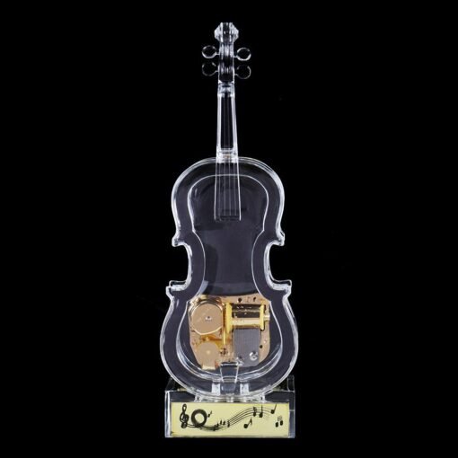 Dark Slate Gray Mechanical Wind-up Violin Shape Music Box Home Decoration Birthday Gifts