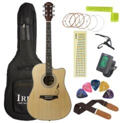 Dark Khaki IRIN 41 Inch Spruce Panel with Patterned Corners Acoustic Guitar