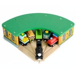 Wooden parking garage train track toy (Green) - Toys Ace