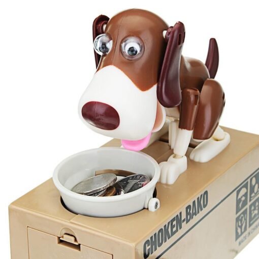 Saddle Brown Creative Cute Robotic Dog Model Piggy Coin Bank Money Save Pot Box