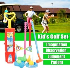 Lime Green Children's Golf Sports Toy Set with Cart Net Bag Packaging Toys