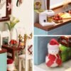Wooden Dining Room DIY Handmade Assemble Doll House Miniature Furniture Kit Education Toy with LED Light for Collection Birthday Gift - Toys Ace