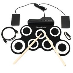 Black Digital Portable Roll Up Electronic Drum Kits Pad with Pedal Drum Sticks