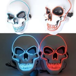 Dark Slate Blue Halloween Horror Party Mask Ghost LED Lighting Glowing Festivals Props EL Cold Light Fluorescent Mask